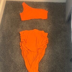 SHEIN Orange One Shoulder Dress